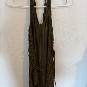 Anthropologie Olive Pleated Top